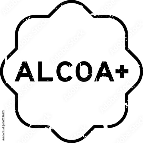 Grunge black ALCOA (Abbreviation of Attributable, Legible, Contemporaneous, Original and Accurate) plus word rubber seal stamp on white background