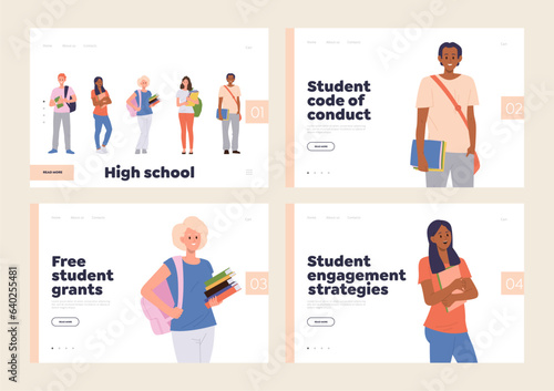 Isolated landing page set for online education service offering different program for students