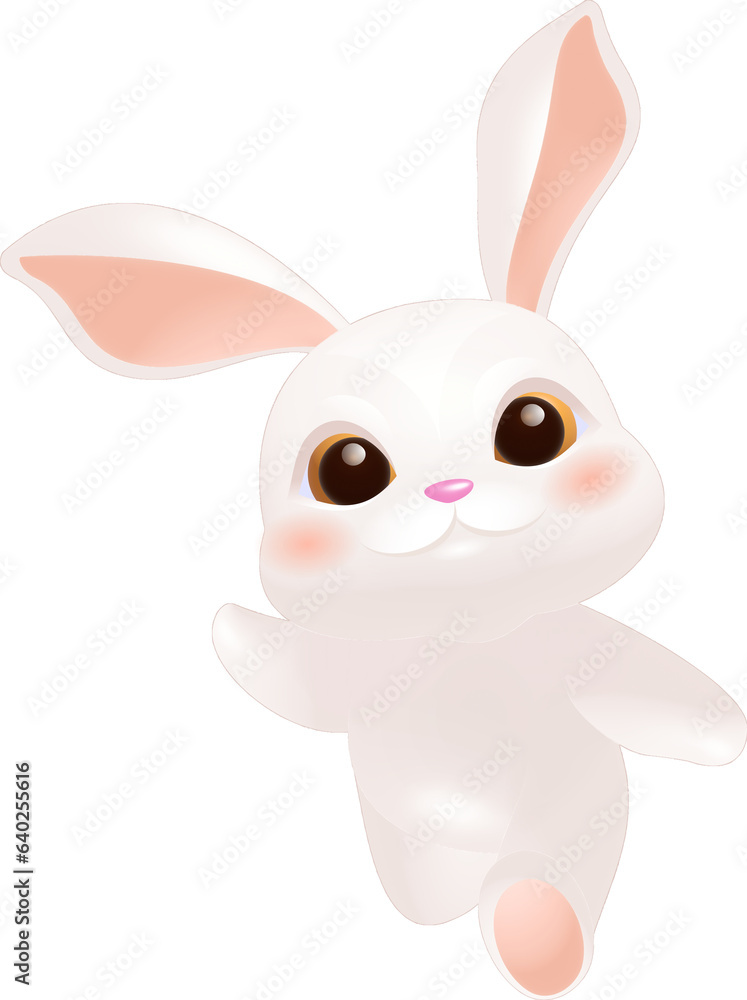 Hand-drawn cartoon cute rabbit