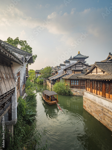 Night view of Puyuan, An ancient water town in Zhejiang Province, China.