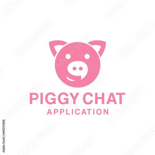 Piggy Chat App Logo Vector Graphic Design Emblem Symbol and Icon