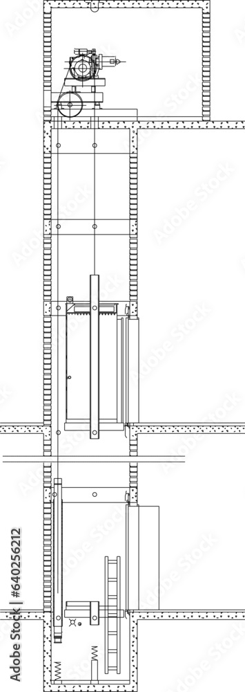 Vector sketch illustration detailed design of how elevator works Stock ...