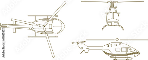 Vector sketch illustration detailed design of a commercial heli plane for inter-island local flights carrying few passengers