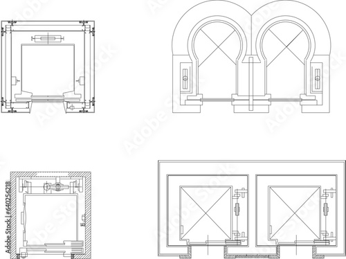 Vector sketch illustration detailed design of how elevator works