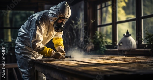 worker in a protective suit, cleaner, welder, working staff