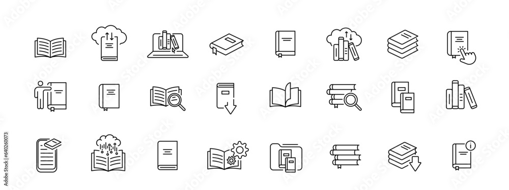 E-book icon pictogram set illustration, diferent book icons