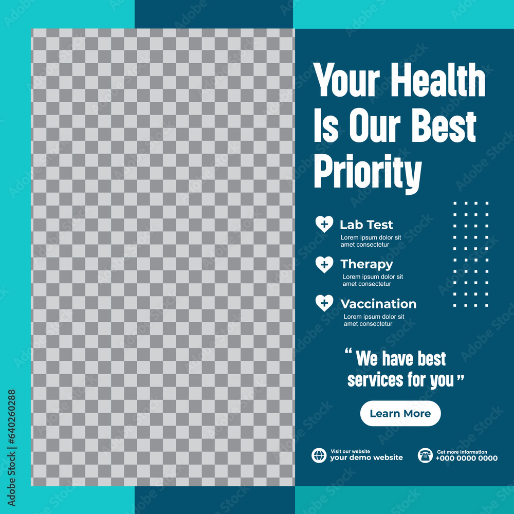 Medical healthcare template for a social media post vector template ...