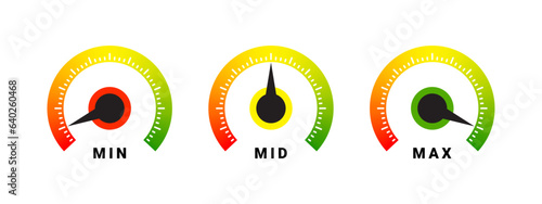 Risk Gauge Scale. Performance indicator. Dashboard sign. Vector scalable graphics