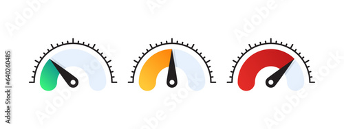 Risk Gauge Scale. Speed dial indicator. Performance indicator. Vector scalable graphics