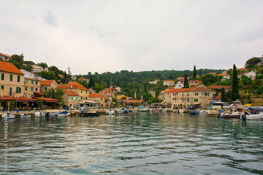 The historic port village of Maslinica on Solta Island in Split-Dalmatia County, Croatia