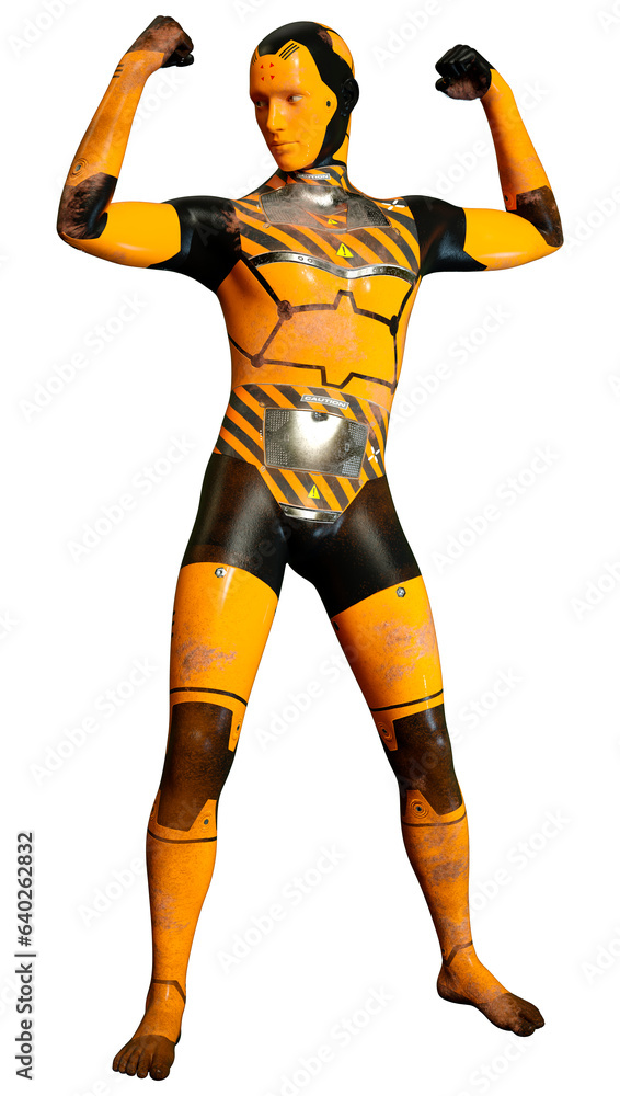 3D Rendering Male Robot on White 3D Rendering Male Robot on White