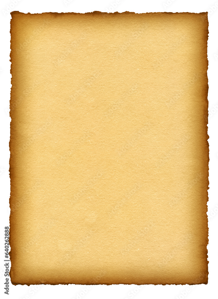 Old parchment paper texture background. Isolated on white