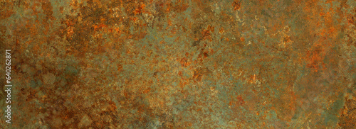 Old rusty metal texture. Grunge background wallpaper. Horizontal banner