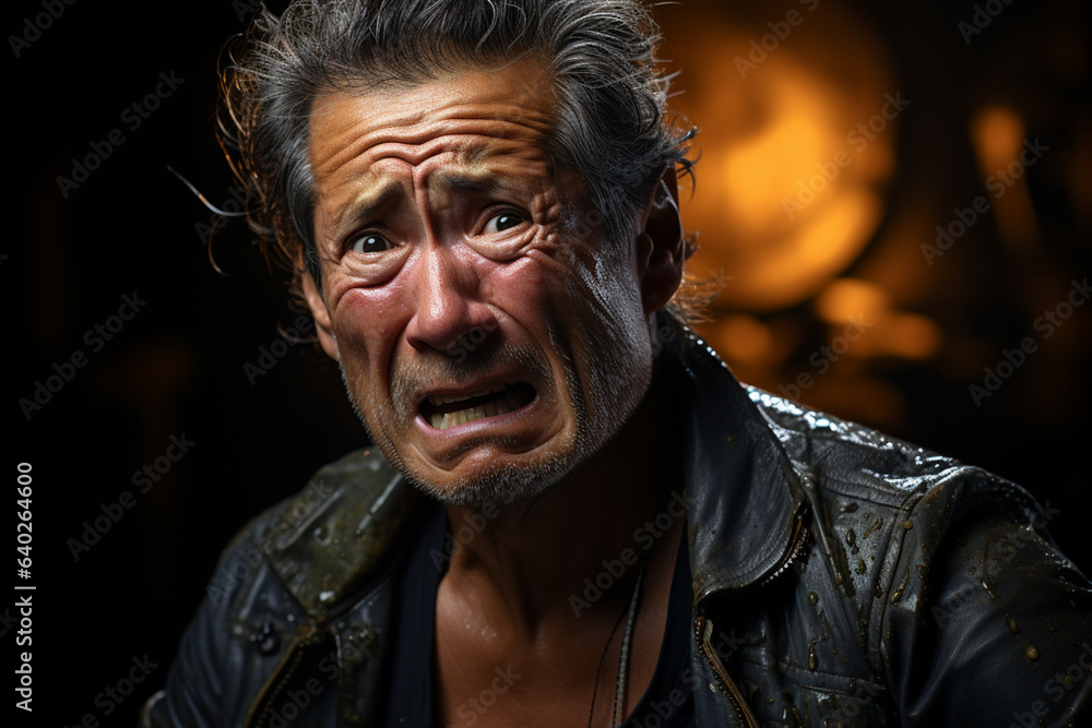 upset crying man with crypto currency bitcoin. bitcoin collapse upset crying man with crypto currency bitcoin. bitcoin collapse