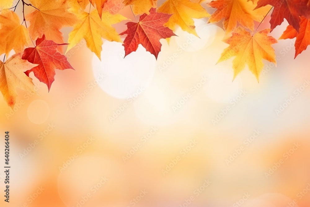 yellow and red autumn maple leaves on blurred background with bokeh effects yellow and red autumn maple leaves on blurred background with bokeh effects