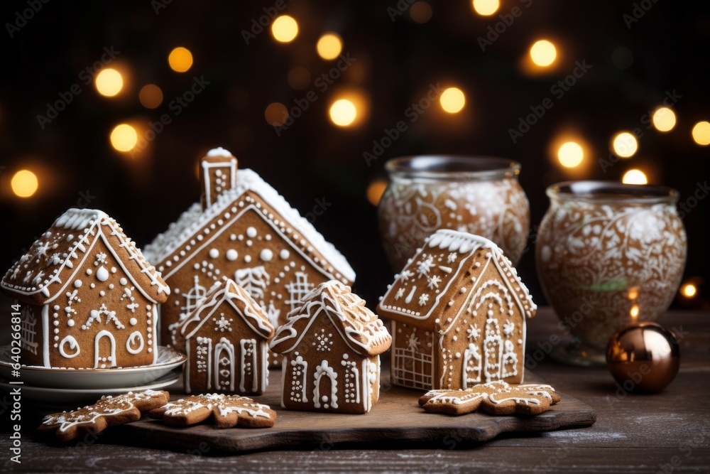 Christmas food, cookies in the shape of a small house. Preparing for festive dinner. Merry christmas and happy new year Christmas food, cookies in the shape of a small house. Preparing for festive dinner. Merry christmas and happy new year