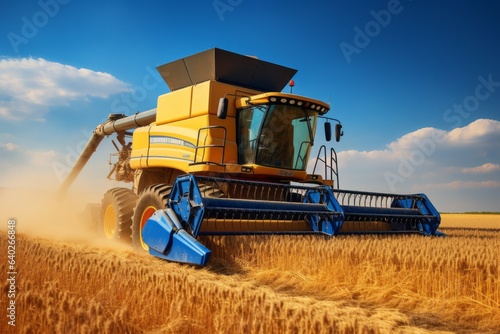 Combine in the field. Grain deal concept. Hunger and food security of the world.