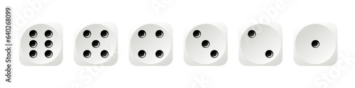 Set of white game dice. Board games, symbol of good luck and random choice. Vector gaming dice. Vector EPS 10