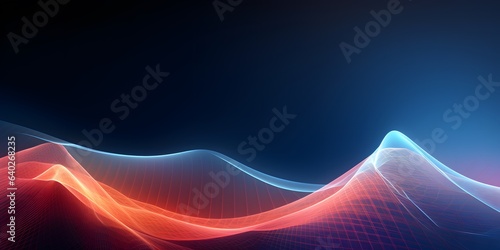 Abstract wave shape on a low-polygonal triangular background for design on the topic of cyberspace, big data, metaverse, network security, data transfer. Copy Space