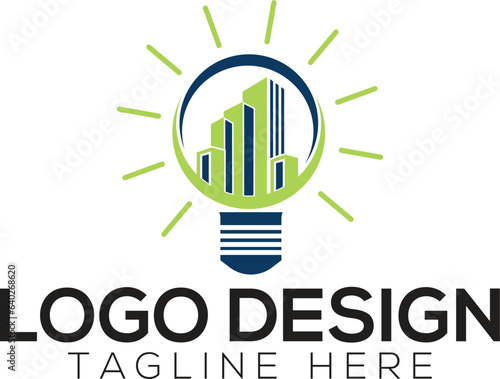 Bulb real estate logo vector