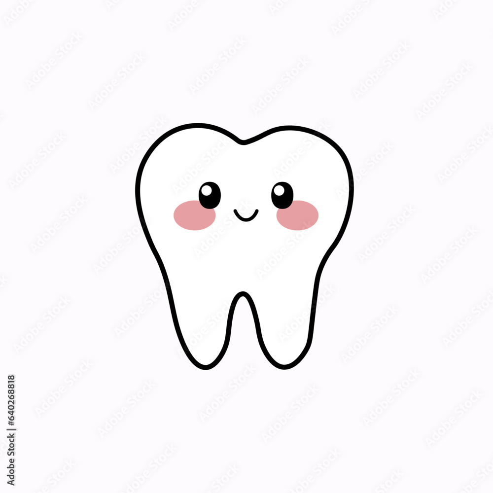 Tooth kawaii icon. Clipart image isolated on white background Tooth kawaii icon. Clipart image isolated on white background
