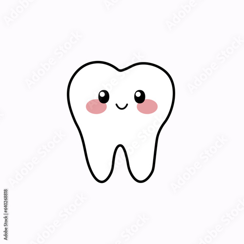 Tooth kawaii icon. Clipart image isolated on white background