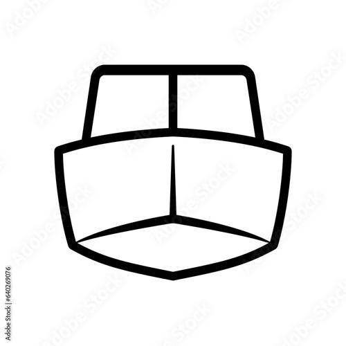Motor boat front view outline icon. Clipart image isolated on white background