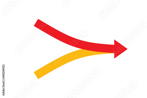 Two arrows merging icon. Clipart image isolated on white background