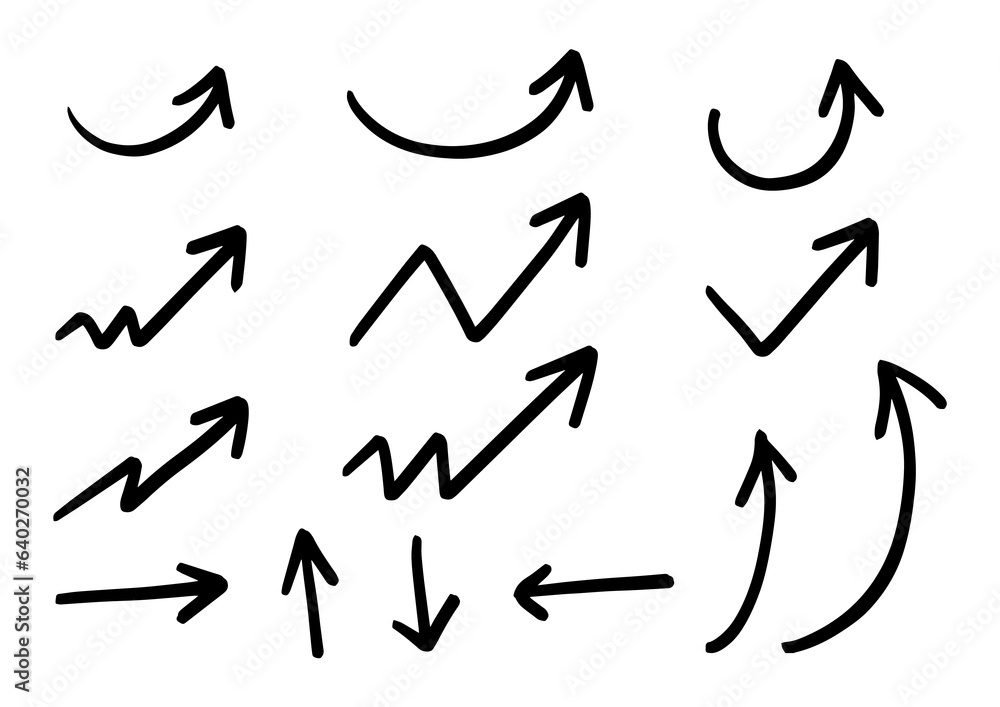手書きの矢印セット 黒 手書きの矢印セット 黒