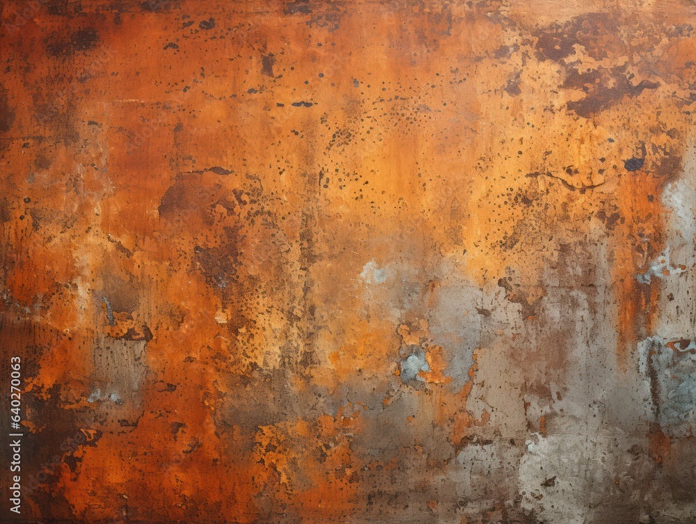 Weathered grunge rusty orange and textured metal background, highlighting the raw and industrial aspect of metal surfaces. Generative AI