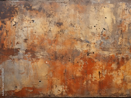 Weathered grunge rusty orange and textured metal background, highlighting the raw and industrial aspect of metal surfaces. Generative AI