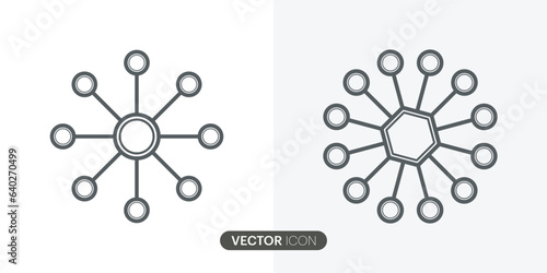 Business Hub network connection icon.Simple connection line icon  in modern design style for web site and mobile app.Different style icons.Vector Illustration