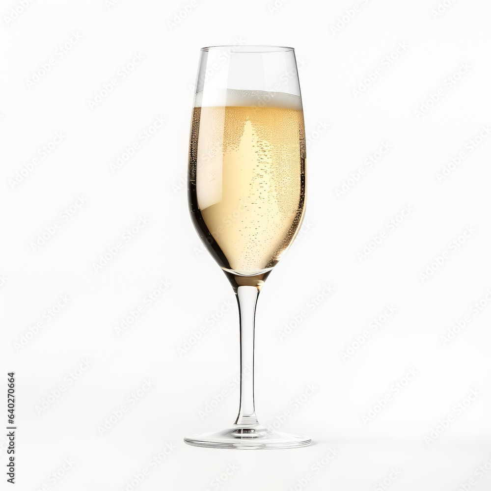 Glass of prosecco side view isolated on a white background Glass of prosecco side view isolated on a white background