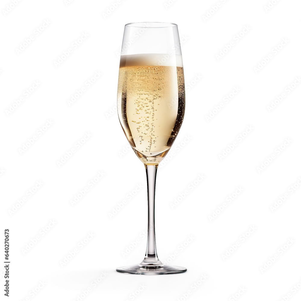 Glass of prosecco side view isolated on a white background Glass of prosecco side view isolated on a white background