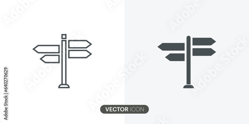 signpost vector icon, Traffic direction best flat icon in modern design style for website and mobile app.Different style icons.Vector Illustration