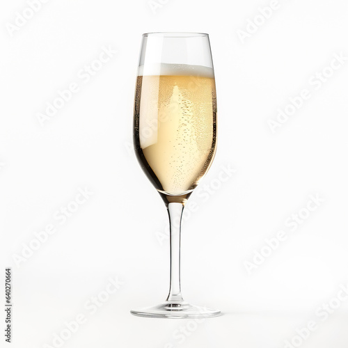 Glass of prosecco side view isolated on a white background 