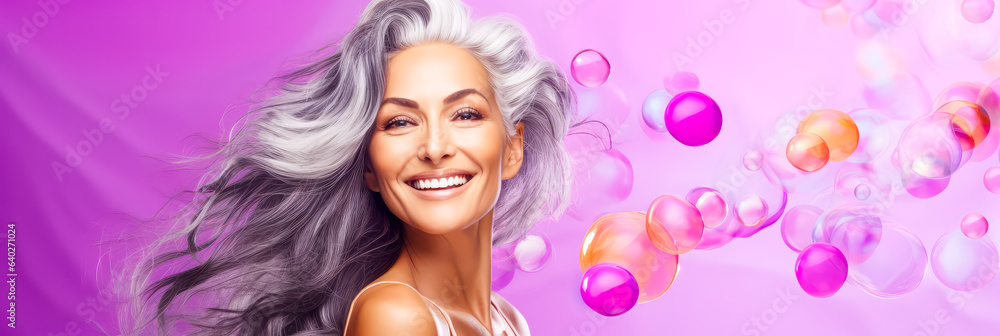 Reife Frau mit toller Haut und langen grauen Haaren. Generiert mit KI Reife Frau mit toller Haut und langen grauen Haaren. Generiert mit KI