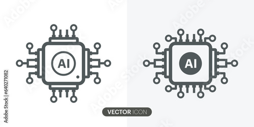 AI Processor vector icon.Artificial intelligence AI processor chip icon for websites and mobile minimalistic  Mini CPU Icon Flat Style.Vector illustration