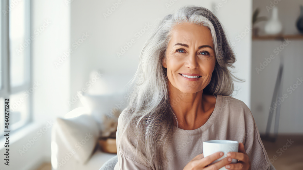 Reife Frau mit toller Haut und langen grauen Haaren. Generiert mit KI Reife Frau mit toller Haut und langen grauen Haaren. Generiert mit KI