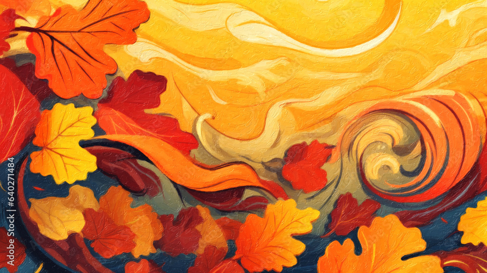 Autumn abstract background with leaves. Ai generative.