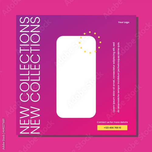 Editable minimal square banner template. Suitable for social media post and web internet ads. Vector illustration with photo college