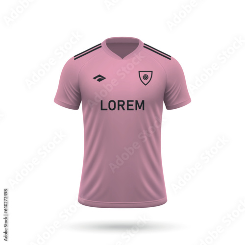 3d realistic soccer jersey in Inter Miami style, shirt template football kit 2023
