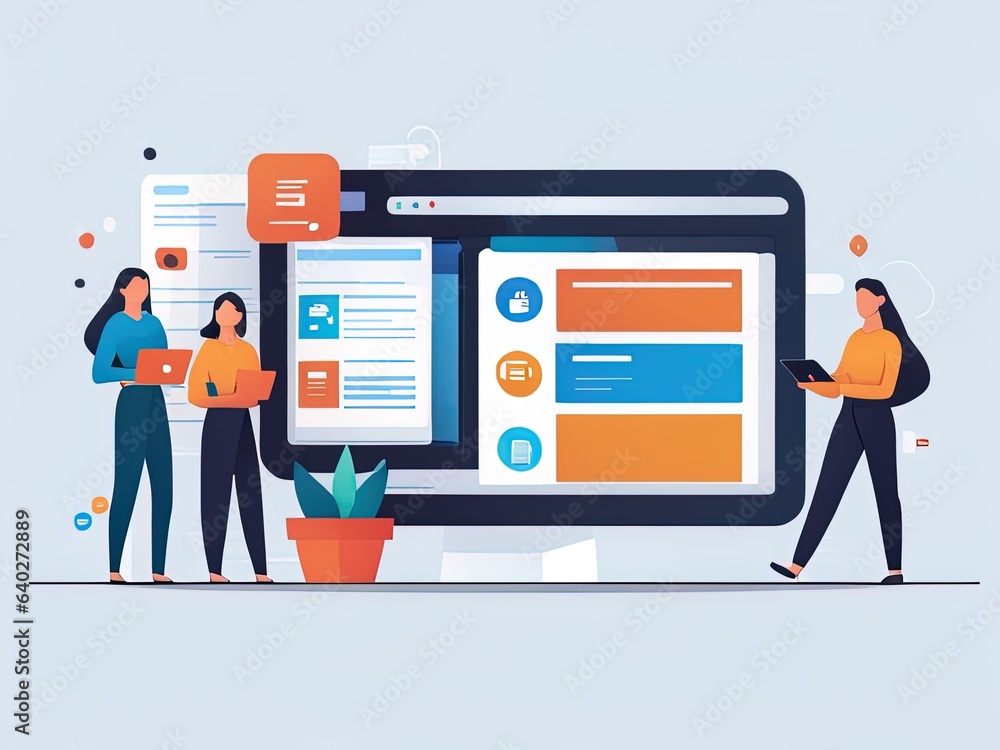 Digital marketing strategy team,Content manager, Flat cartoon character graphic design with Generative AI. Digital marketing strategy team,Content manager, Flat cartoon character graphic design with Generative AI.