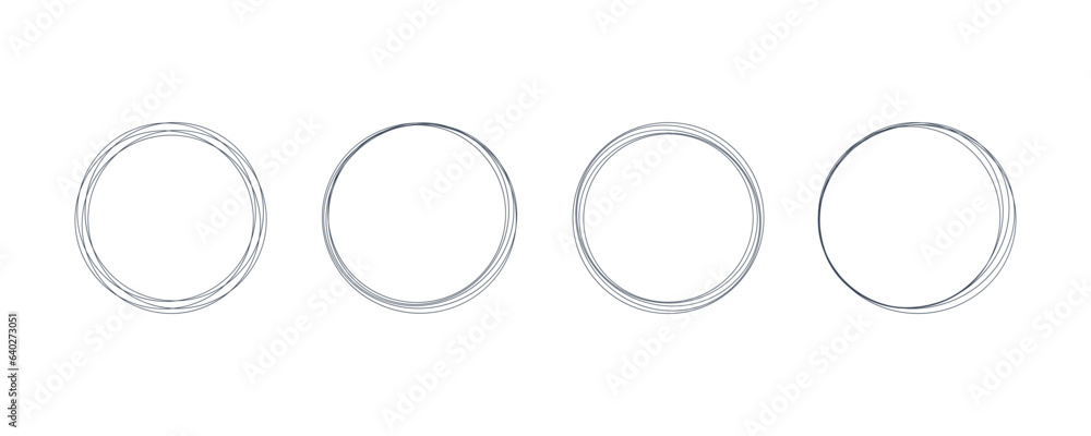 Set of Circle Rounded Shapes. Hand Drawn Geometric Circles in Lines Style isolated on White Background. Flat Vector Decorative Design Template Elements. Set of Circle Rounded Shapes. Hand Drawn Geometric Circles in Lines Style isolated on White Background. Flat Vector Decorative Design Template Elements.