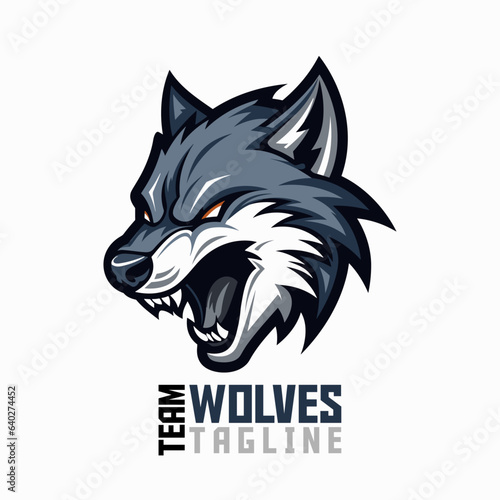 Wolves Mascot Logo: Roar into Action with a Ferocious Wolf Mascot Vector Illustration for Gaming and T-Shirts