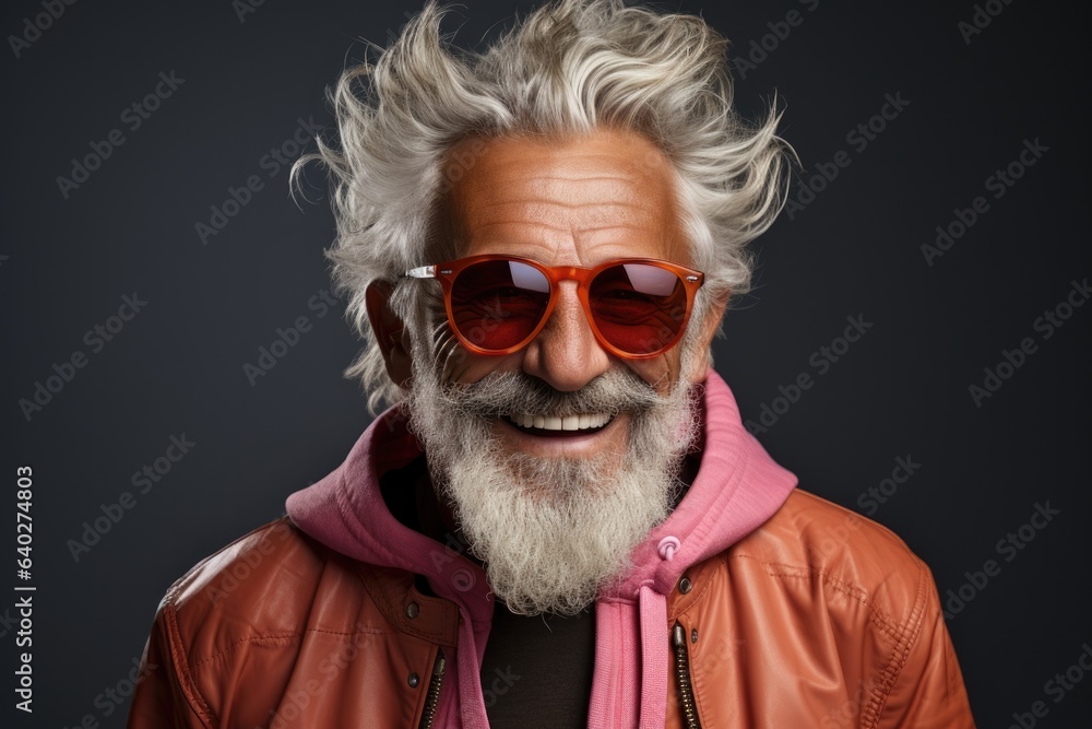 Cool and stylish senior old man with fashionable clothes and glasses. Portrait of happy grandfather. Cool and stylish senior old man with fashionable clothes and glasses. Portrait of happy grandfather.