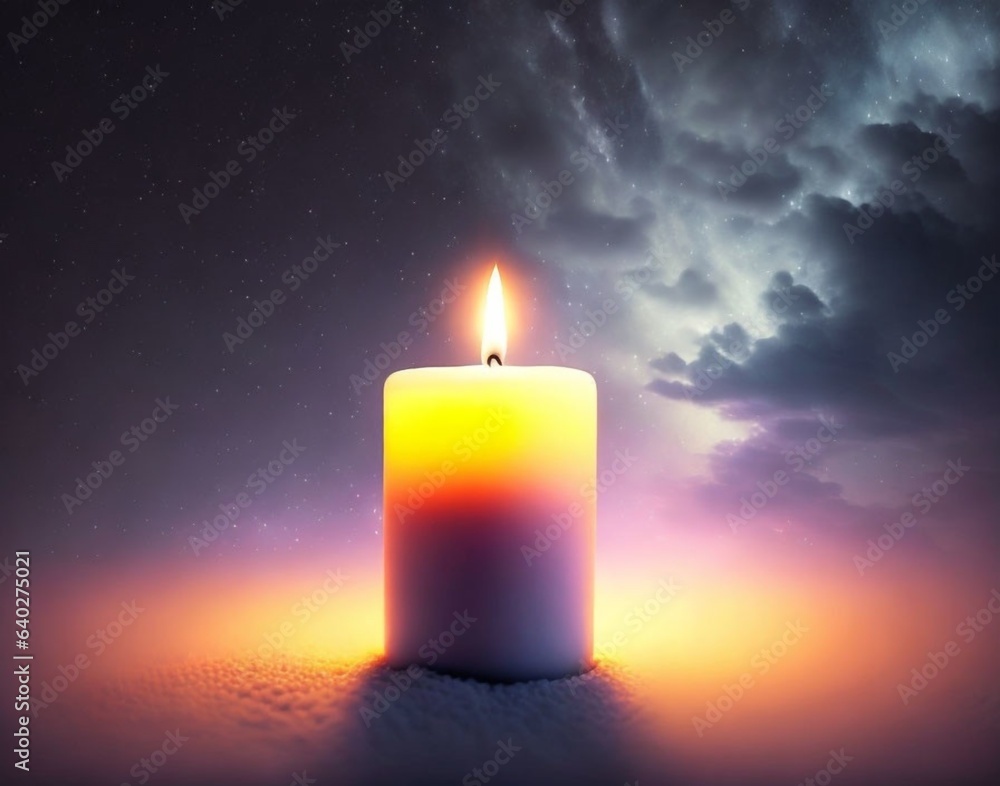 Fototapeta premium burning candle under the open sky