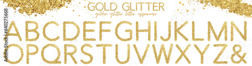 Gold glitter letter uppercase, alphabet, text, character, font