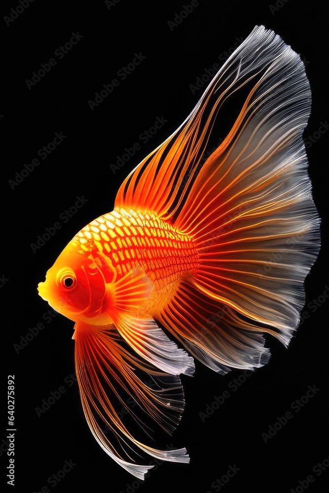 Fototapeta premium Goldfish on a black background. Generative AI