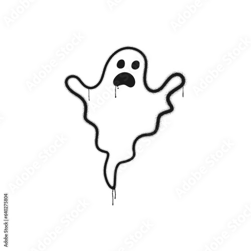 Graffiti drawing ghost. Painted graffiti spray pattern of Halloween ghost. Spray painted Halloween element. Street art style illustration. Vector.